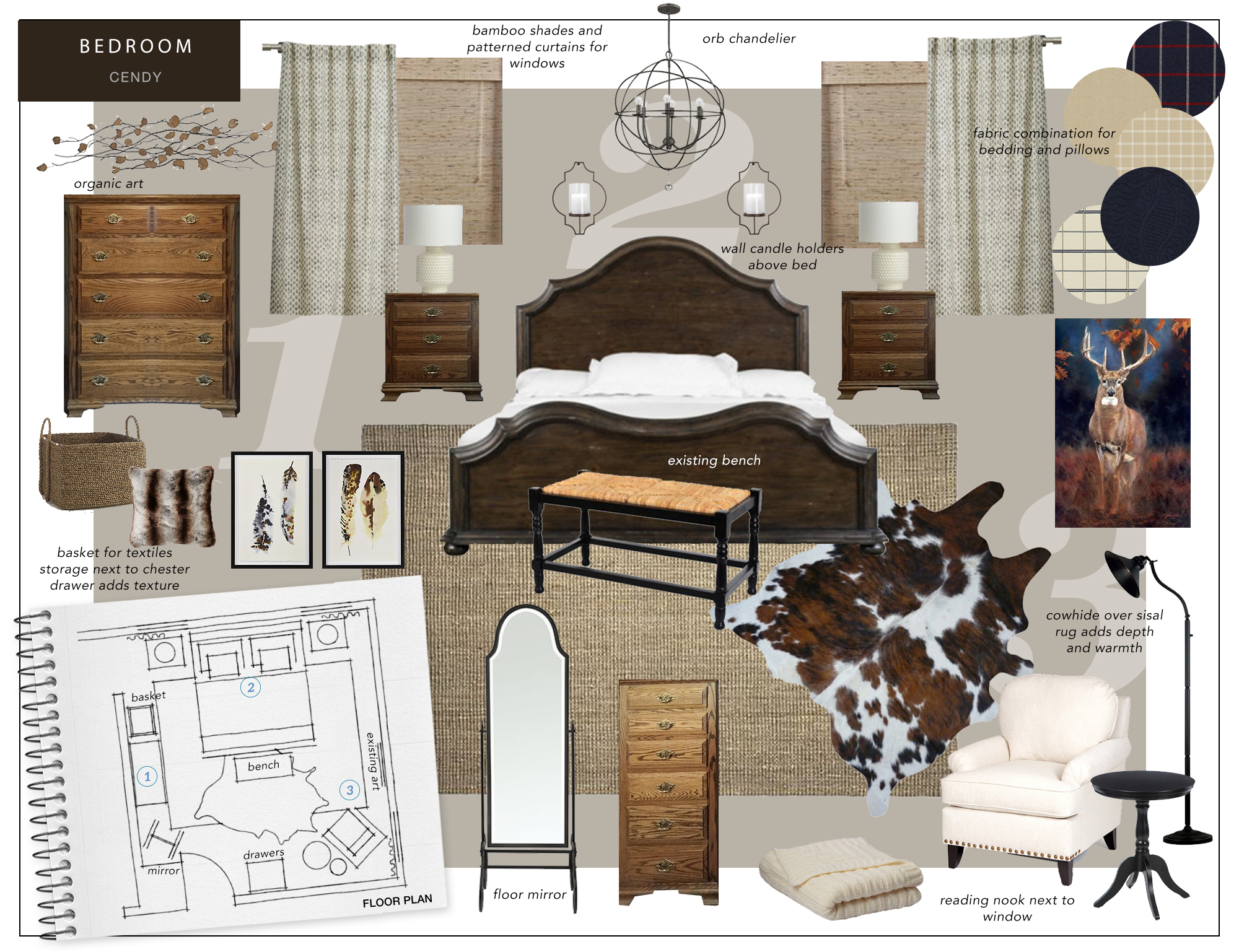 Decorilla Bedroom Interior Design Moodboard 